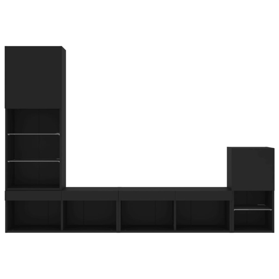 Muebles de TV de pared con LED 4 pzas madera ingeniería