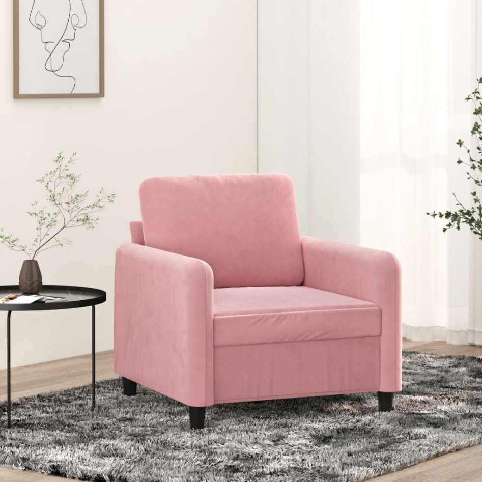Sillón de terciopelo rosa 60