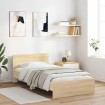 Estructura cama con cabecero sin colchón roble Sonoma 100x200cm