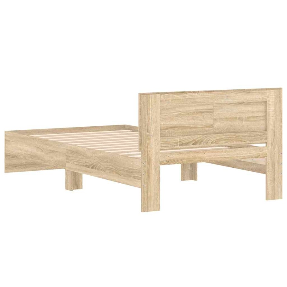 Estructura cama con cabecero sin colchón roble Sonoma