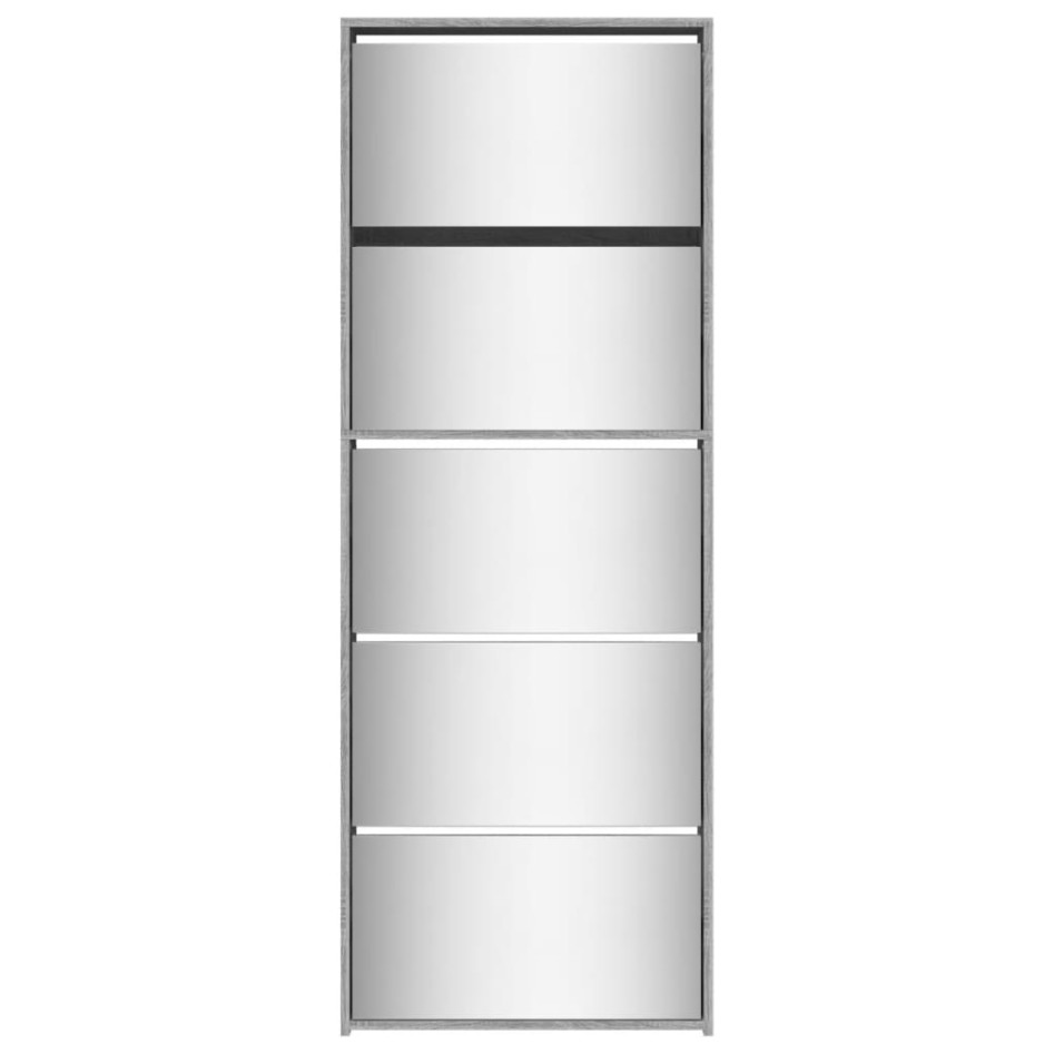 Mueble zapatero y espejo 5 niveles gris Sonoma 63x17x169,5