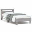 Estructura de cama cabecero luces LED gris Sonoma 90x200 cm