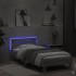 Estructura de cama cabecero luces LED gris Sonoma 90x200