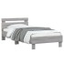 Estructura de cama cabecero luces LED gris Sonoma 90x200