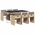 Set comedor de jardín 7 pzas con cojines ratán sintético