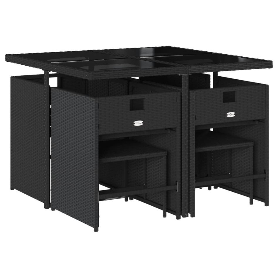 Set de comedor de jardín 9 pzas y cojines ratán sintético