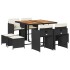 Set de comedor de jardín 9 pzas y cojines ratán sintético
