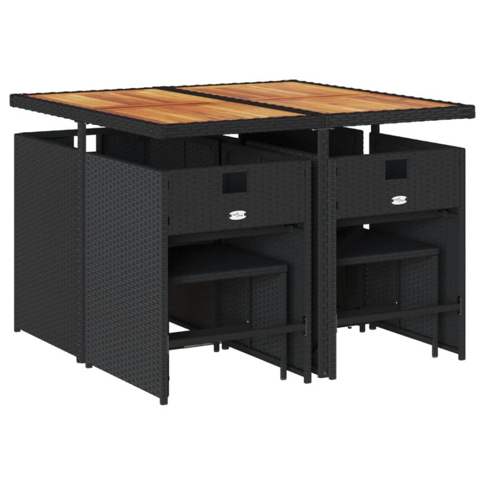 Set de comedor de jardín 9 pzas y cojines ratán sintético