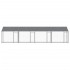Jaula de perros techo y puertas acero galvanizado gris 8x2x2