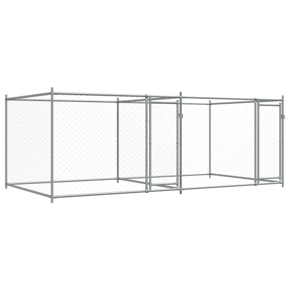 Jaula de perros con puertas acero galvanizado gris 4x2x1,5