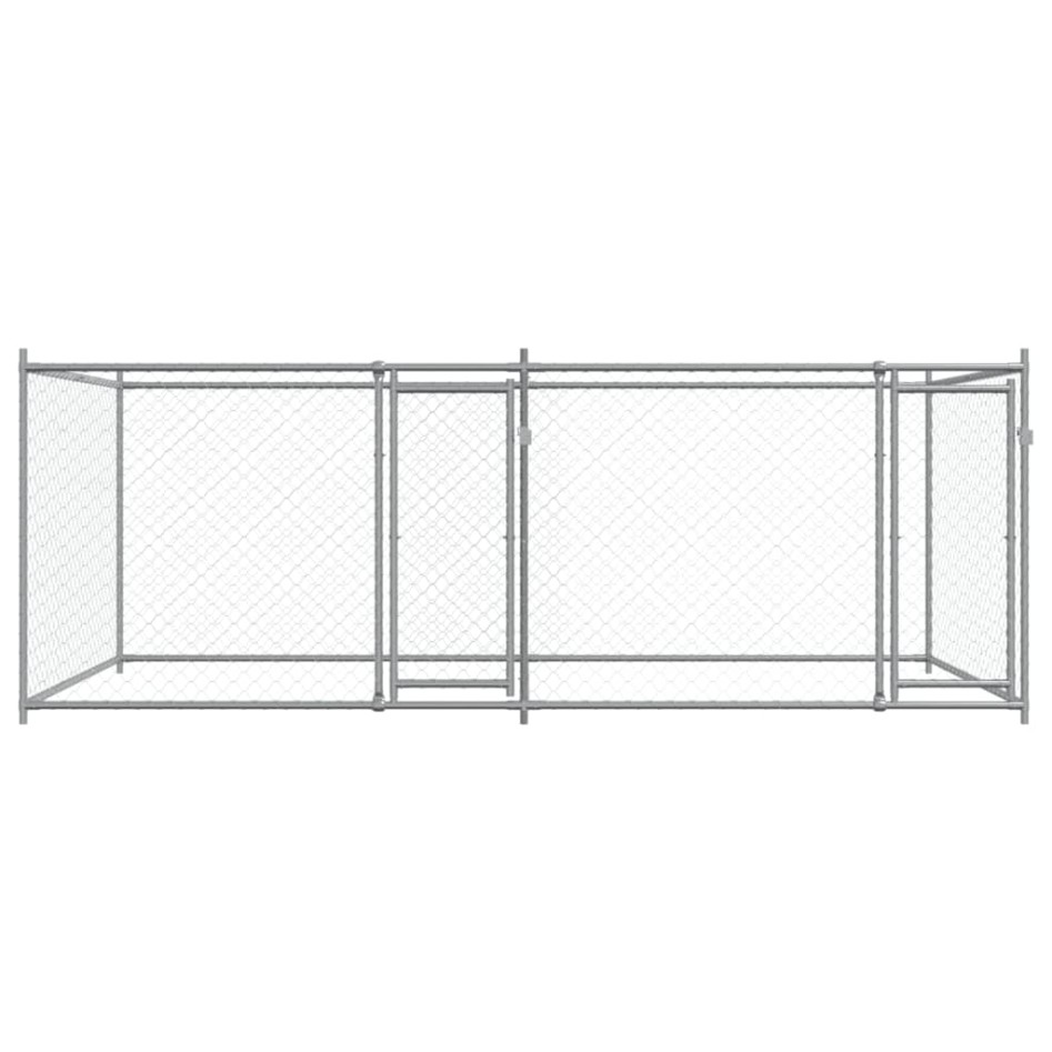 Jaula de perros con puertas acero galvanizado gris 4x2x1,5
