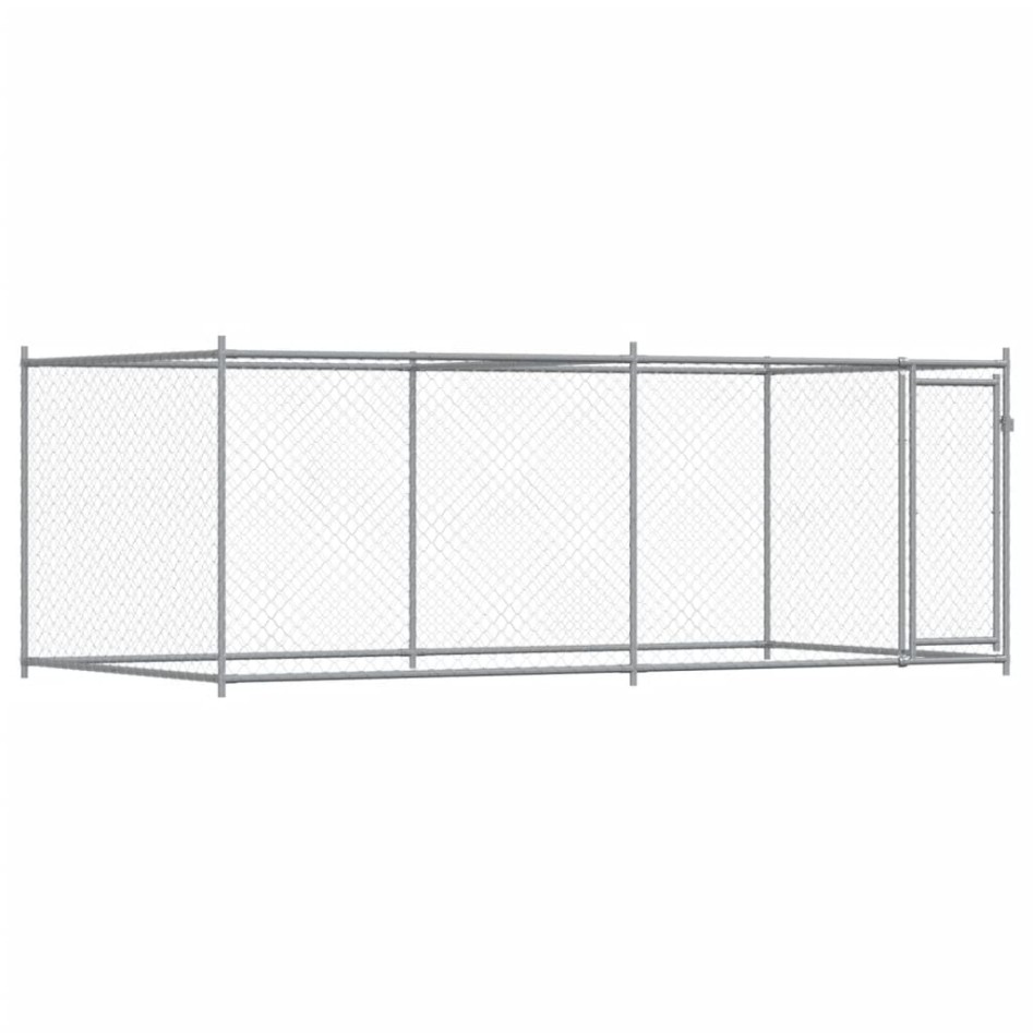 Jaula de perros con puerta acero galvanizado gris 4x2x1,5
