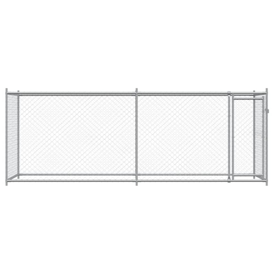Jaula de perros con puerta acero galvanizado gris 4x2x1,5