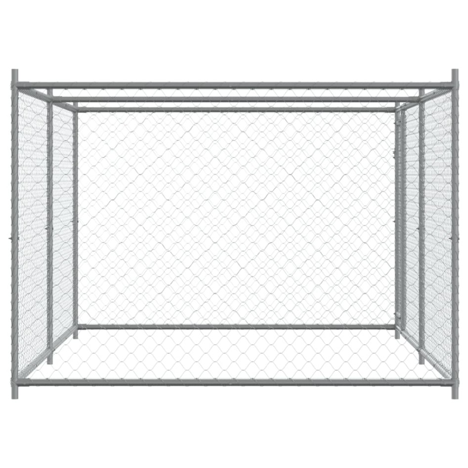 Jaula de perros con puerta acero galvanizado gris 4x2x1,5