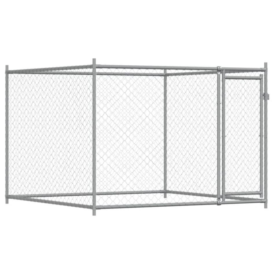 Jaula de perros con puerta acero galvanizado gris 4x2x1,5