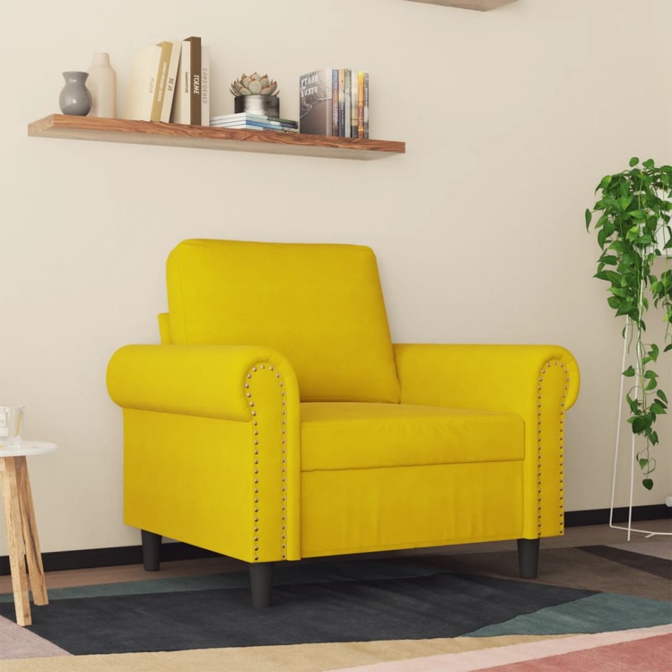 Sillón de terciopelo amarillo 60