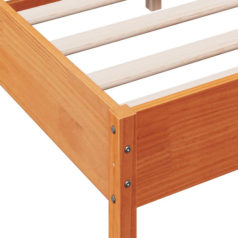 Cama sin colchón madera maciza de pino marrón cera 120x200