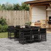 Set de comedor de jardín 7 pzas y cojines ratán sintético negro