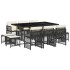 Set de comedor jardín 11 pzas con cojines ratán sintético