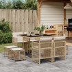 Set comedor de jardín 9 pzas con cojines ratán sintético beige