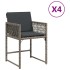 Sillones de jardín con cojines 4 uds ratán sintético