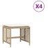 Taburetes de jardín con cojines 4 uds ratán PE beige