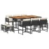 Set de comedor jardín 11 pzas con cojines ratán sintético