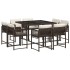 Set comedor para jardín 9 pzas y cojines ratán sintético
