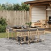 Set comedor de jardín 7 pzas con cojines ratán sintético beige