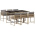 Set comedor de jardín 7 pzas con cojines ratán sintético