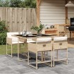 Set comedor de jardín 5 pzas con cojines ratán sintético beige