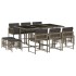 Set de comedor de jardín 11 pzas y cojines ratán sintético