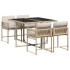 Set comedor de jardín 5 pzas con cojines ratán sintético