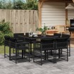 Set de comedor de jardín 9 pzas y cojines ratán sintético negro