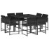 Set de comedor de jardín 9 pzas y cojines ratán sintético