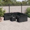 Set de sofás de jardín 8 piezas y cojines ratán sintético negro