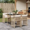Set comedor de jardín 5 pzas con cojines ratán sintético beige