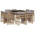 Set comedor de jardín 9 pzas con cojines ratán sintético