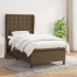 Cama box spring con colchón tela marrón oscuro 100x200
