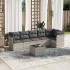 Set de sofás de jardín 7 pzas con cojines ratán PE gris