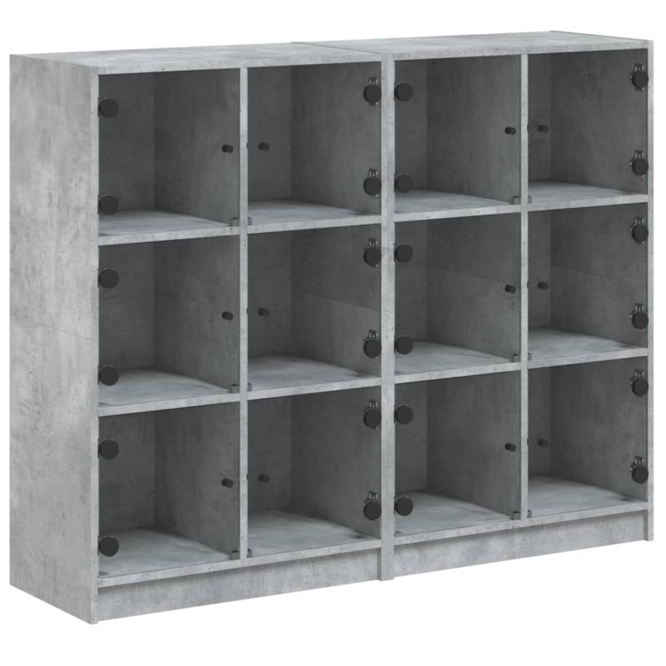 Estantería con puertas madera de ingeniería gris 136x37x109