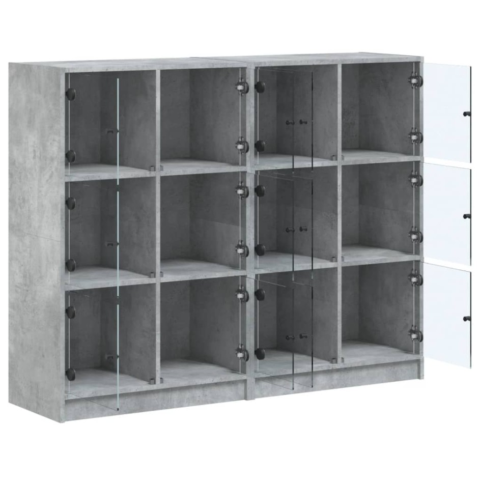 Estantería con puertas madera de ingeniería gris 136x37x109
