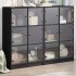 Estantería con puertas madera de ingeniería negro 136x37x109