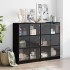 Estantería con puertas madera de ingeniería negro 136x37x109