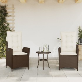 Sillones reclinables jardín con cojines marrones 2 uds ratán