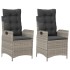 Sillones reclinables de jardín con cojines gris 2 uds ratán