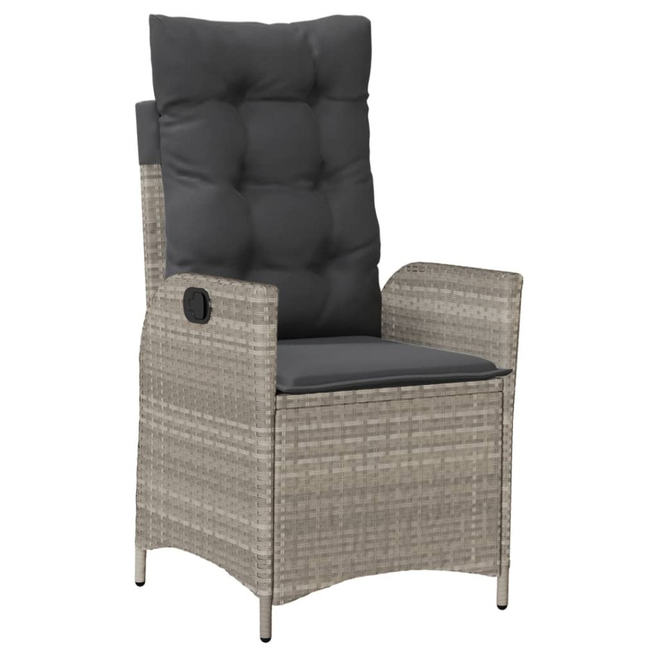 Sillones reclinables de jardín con cojines gris 2 uds ratán