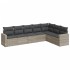 Set de sofás de jardín 7 pzas con cojines ratán PE gris