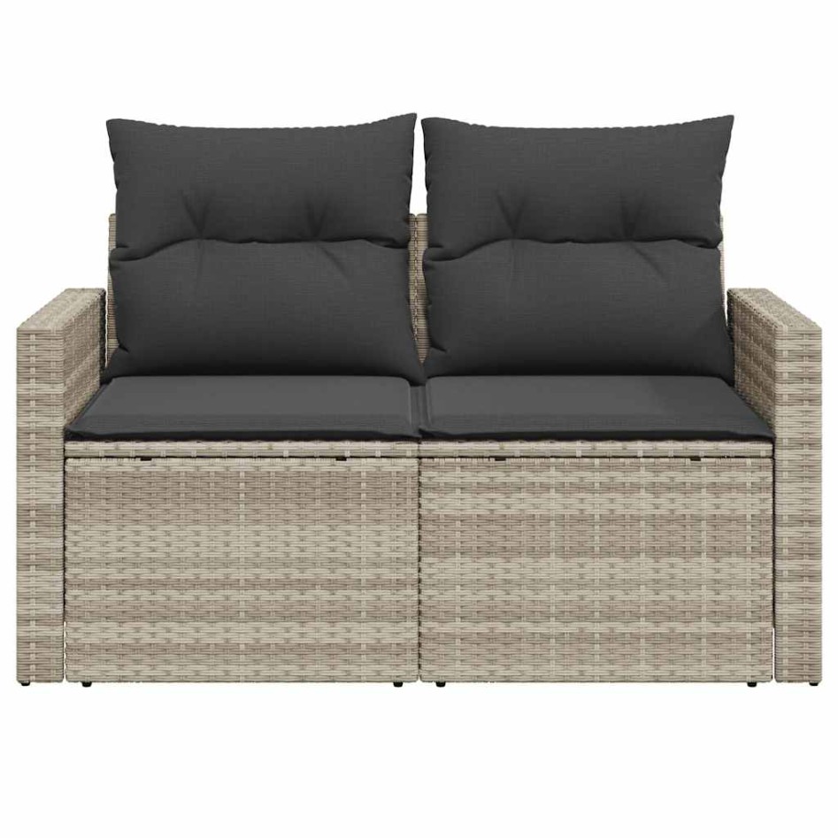 Sofá de jardín con cojines 2 plazas ratán sintético gris
