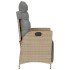 Sillón reclinable de jardín con reposapiés ratán PE beige